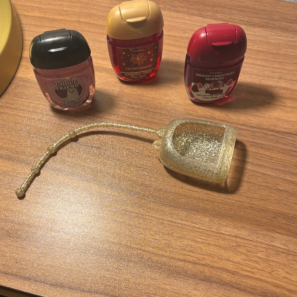 Bath & Body Works Hand Sanitizers with Gold Glitter Holder